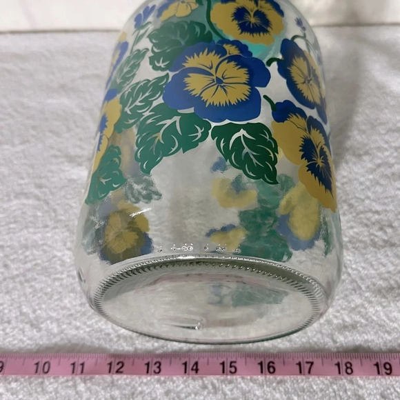 Vintage Large Floral Pansy Print Gallon Storage Jar With Lid - Picture 13 of 14